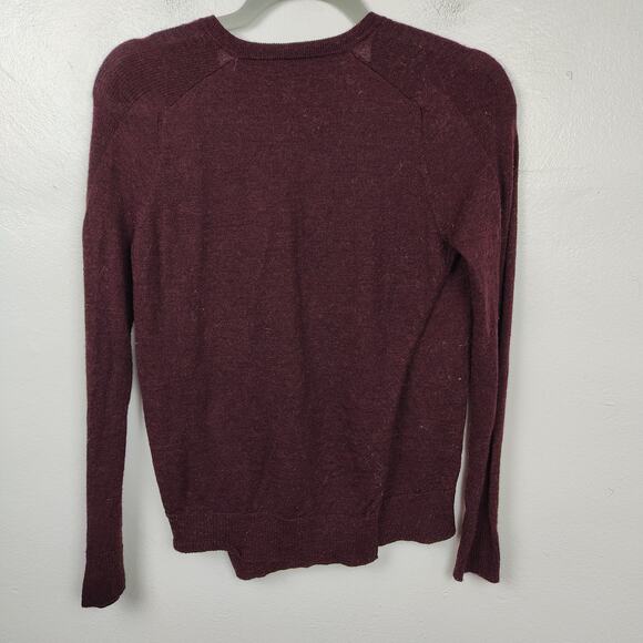 AllSaints Wasson Jumper Womens 4 Burgundy Draped Back 100% Merino Wool Goth - Picture 4 of 9
